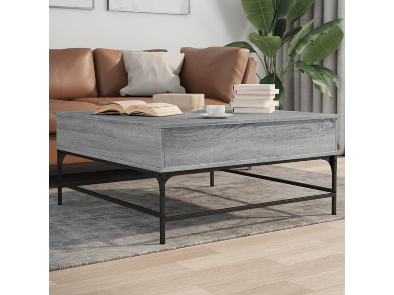  Table basse - table de salon - table à thé sonoma gris 95x95x45 cm bois d'ingénierie et métal  - Conforama C