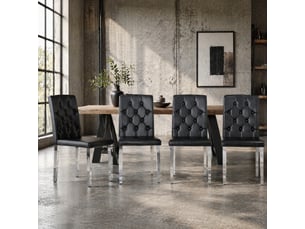 Lot de 4 chaises de salle à manger,42x46x89 cm,similicuir et métal argenté,noir