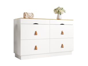 Chiffonnier 6 tiroir(s)    ELVMI  coloris blanc largeur 120 cm hauteur 78 cm