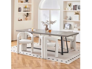 Lot de 4 chaises de salle à manger avec accoudoirs, pour la salle à manger, design moderne, en mousse et tissu, beige