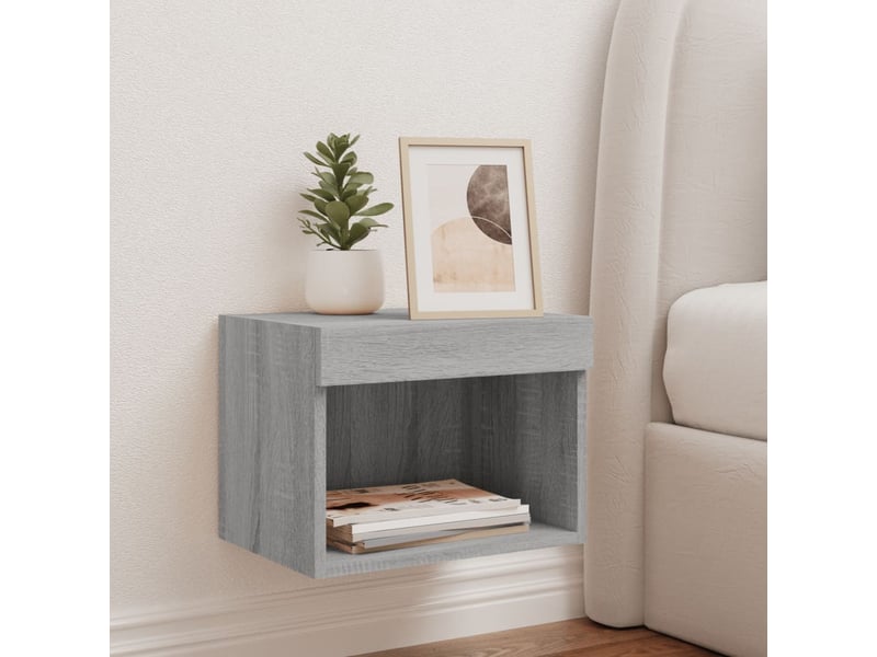  Table de chevet, table d'appoint murale avec lumières led sonoma gris shl28311  - Conforama C