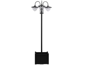 Lampadaire solaire extérieur 3 lanternes 60x55x189 cm noir ip44 avec base jardinière