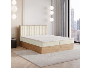 Lit avec rangement 180x200 cm <strong>MASSENO</strong>  <strong></strong> coloris beige
