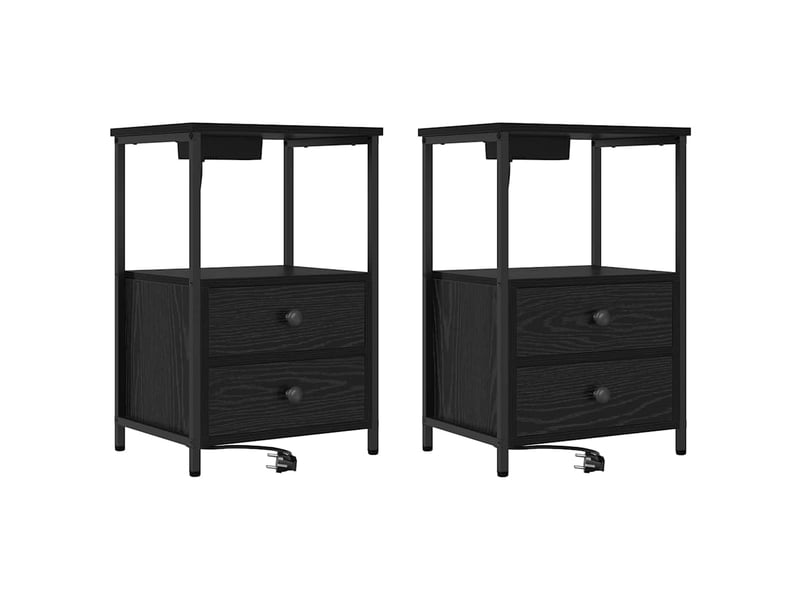 Table de chevet - cabinet de chevet - table de nuit 2 pièces chêne noir 40 x 31 x 60 cm - Conforama A