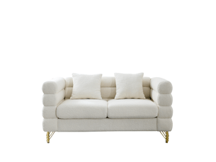 Canapé droit relax manuel 2 places Tissu bouclette blanc