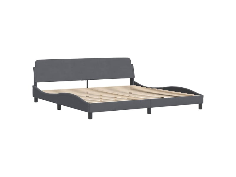 Lit avec matelas dover gris foncé 200x200 cm velours  - Conforama D