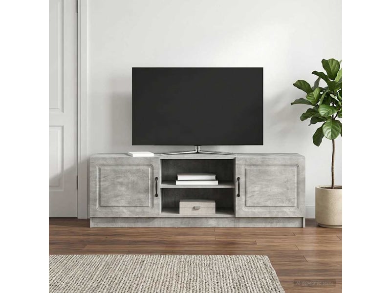  Meuble tv - banc tv - meuble de rangement gris béton 150 x 31 x 47 cm bois d'ingénierie  - Conforama D