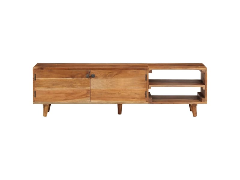  Meuble tv - banc tv - meuble de rangement bois massif d'acacia avec finition miel 140x30x40 cm  - Conforama A