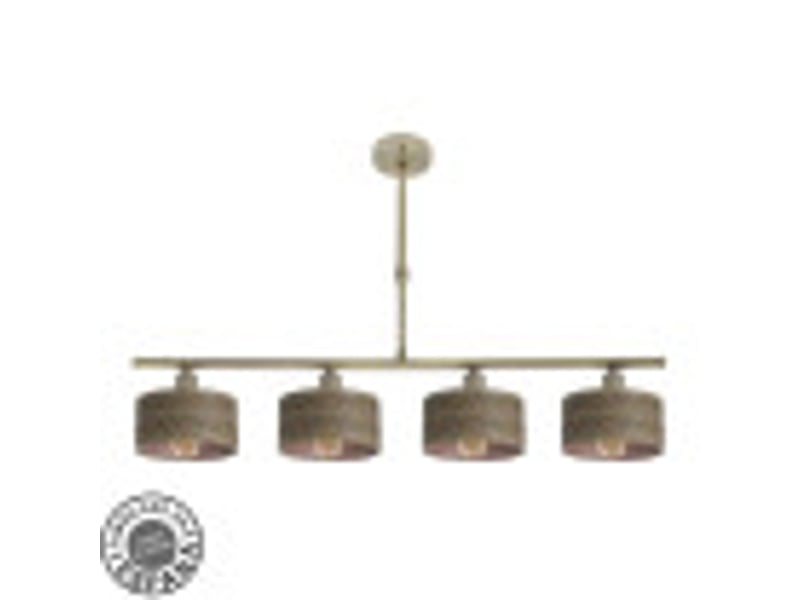  Lampe de plafond fabrilamp gilda cuirbois foncé 4 x e14 hauteur réglable 39-56 cm 76x14 cm 190354084 - Conforama B