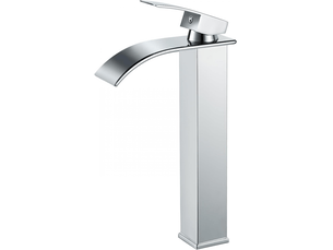 Robinet de lavabo cascade en argent chromé, mitigeur d'évier avec bec haut 232 mm, robinet cascade en argent chromé g 38