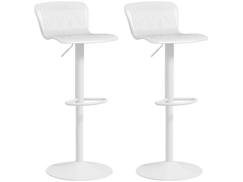  Lot de 2 tabourets de bar pivotants avec dossier et hauteur réglable, capacité de charge de 120 kg, pour barsalon, blanc  - Conforama B