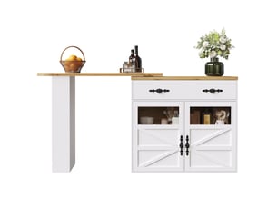 Table de bar extensible modenvie 138-204 x 39 x 104 cm pivotante avec rangement en mdf blanc