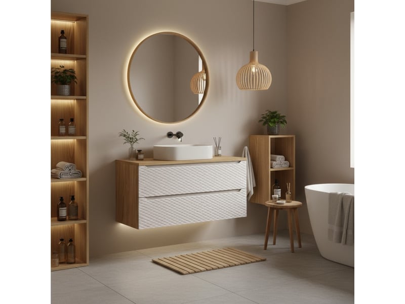  Plan vasque yoka – finition chêne clair, 160 cm  - Conforama B
