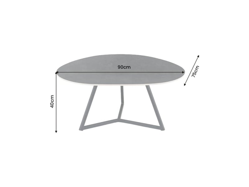  Table basse petrano 90 cm en céramique gris anthracite et métal noir – forme organique  - Conforama C