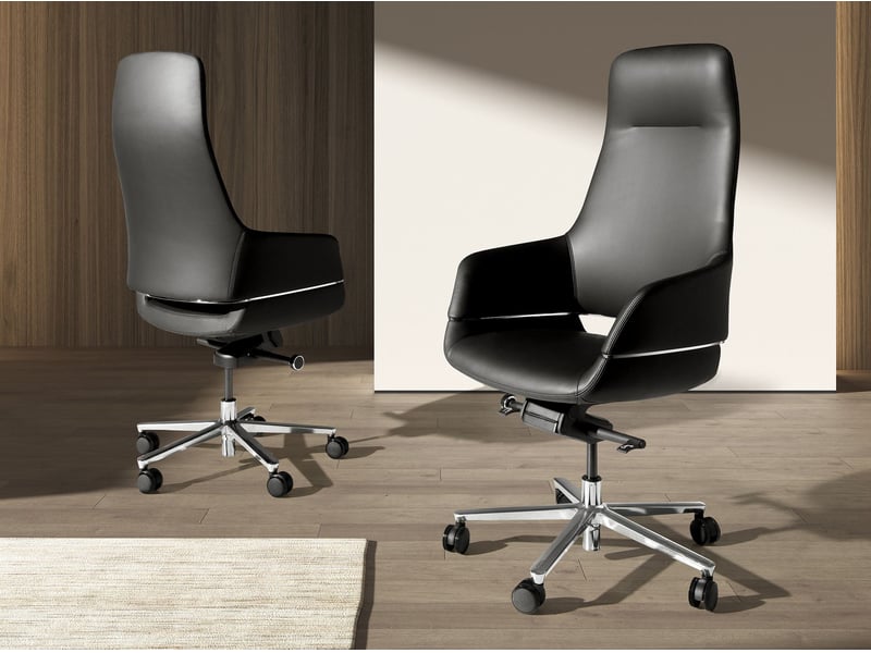  Chaise de bureau pivotante en similicuir noir 4259 - Conforama R