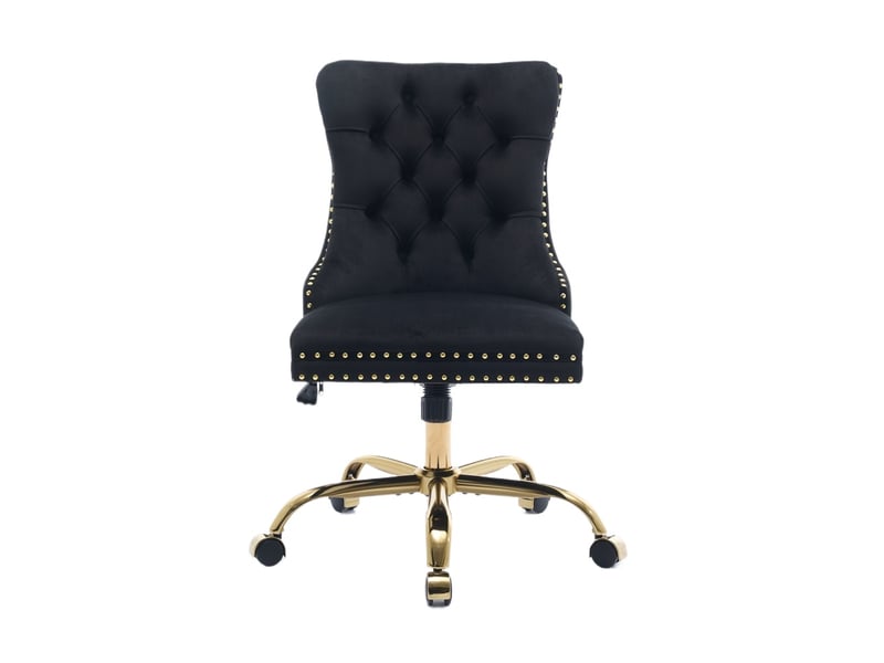  Chaise de bureau en velours capitonnée, structure élastique triple, base métallique élargie et hauteur réglable, 90-98 cm  - Conforama A