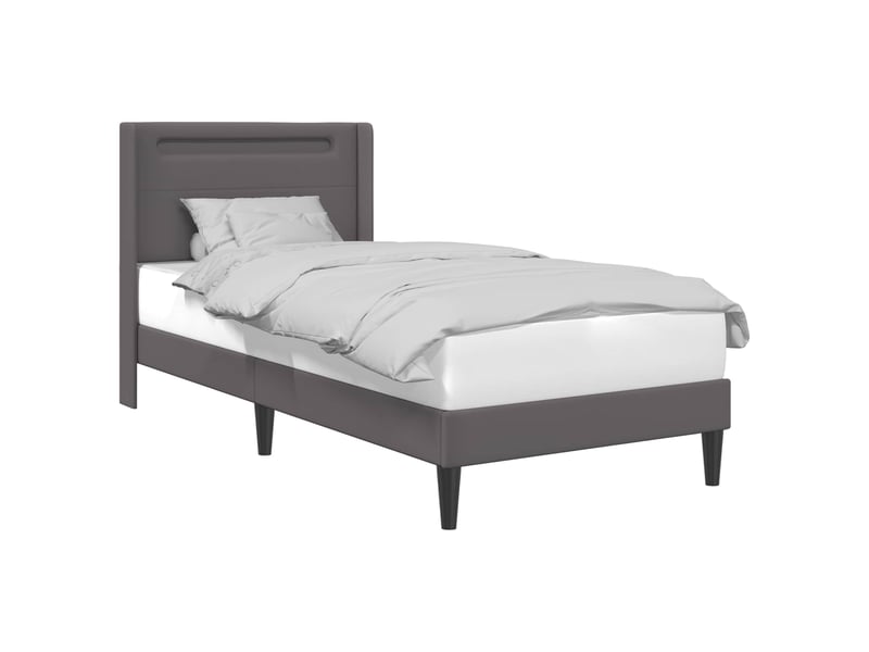  Lit simple- lit adulte -  cadre de lit avec bandes led gris 100 x 200 cm simili cuir  - Conforama B