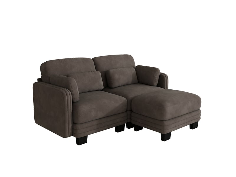 Canapé d’angle modulable 2 places 176x143x88 cm chenille marron - Conforama E