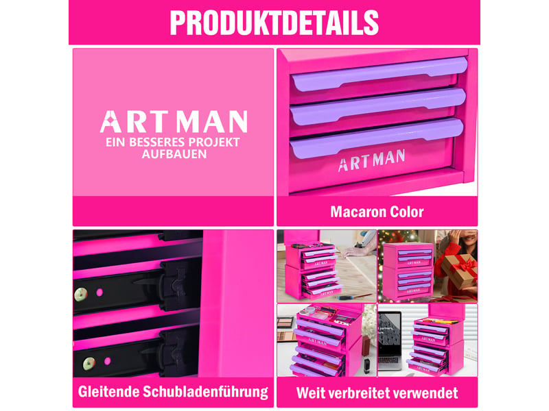  Organisateur de maquillage en acier 5 tiroirs violet et rose 28.5 x 15.8 x 32 cm W3655P451450 - Conforama D