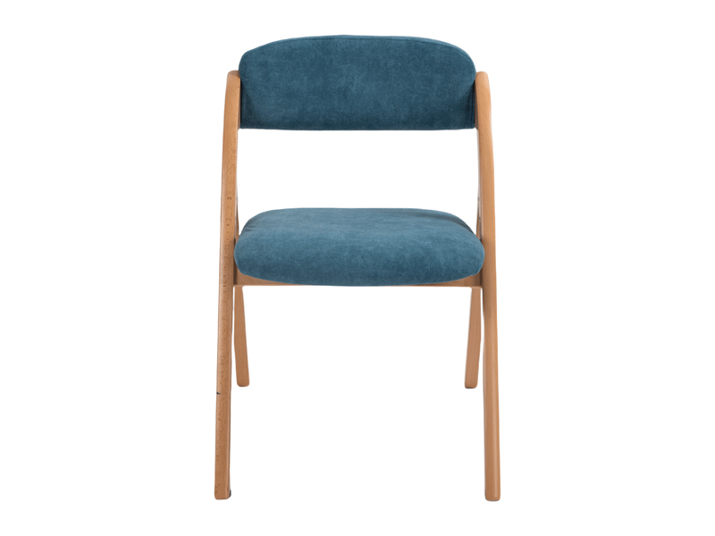  Chaise pliante de salle à manger lot de 2 avec assise rembourrée et housse amovible, en bois massif bleu  - Conforama E