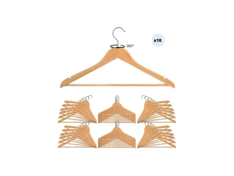  Lot de 10 cintres en bois à tête rotative msv  - Conforama B