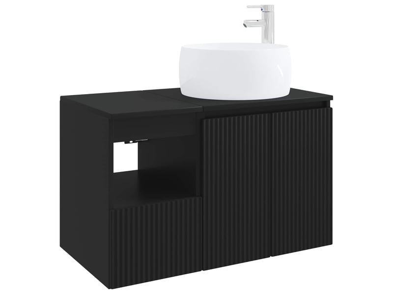  Ensemble de mobilier de salle de bain 2 pc noir cf64179  - Conforama A