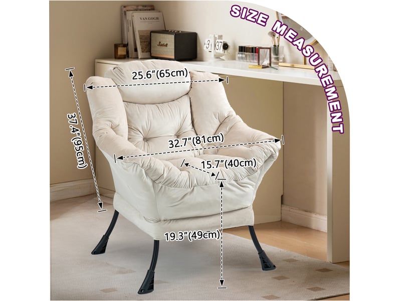  Fauteuil relax 75x80x85 cm poche latérale métal kaki  - Conforama E