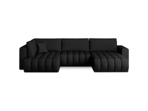 Canapé d'angle bonita convertible 6 places noir tissu – droit – 350x175cm