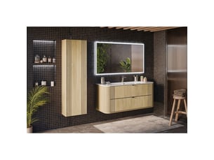 Ensemble de salle de bain kori : meuble sous vasque 120cm + vasque à encastrer + colonne de rangement