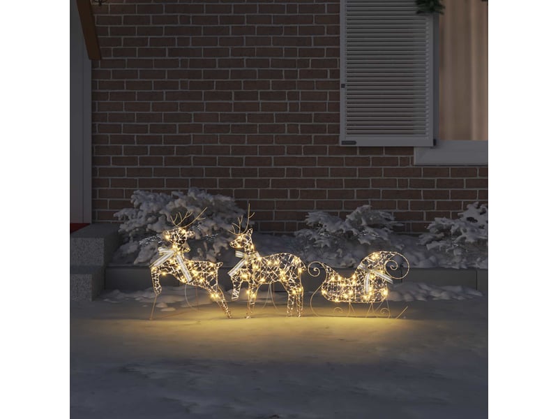  Lot de 3 rennes led, éclairage de noël, décoration de noël 60 led blanc chaud 44,5 x 18 x 66 cm pet cf62080  - Conforama C