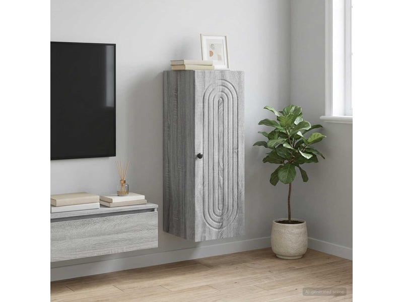  Armoire murale salon sonoma gris 33x34,5x90cm bois d'ingénierie shl3899  - Conforama B