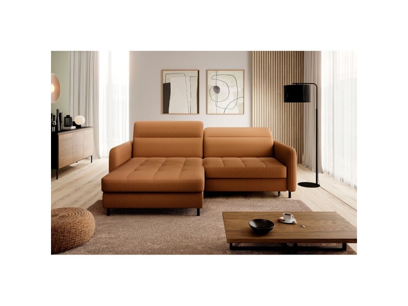  Canapé d'angle collection goumsi coloris jaune orangé  - Conforama E
