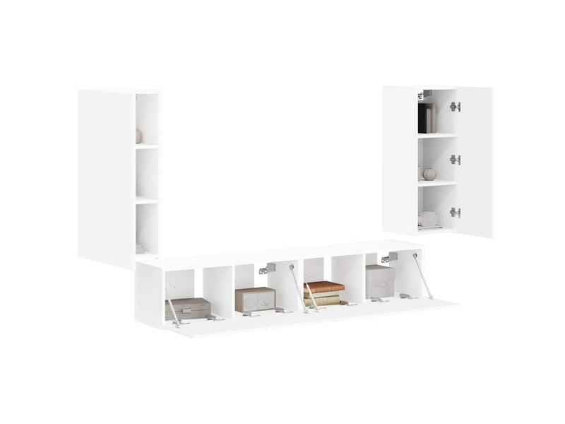  Ensemble de meuble tv - banc tv - meuble de rangement mural 4 pcs blanc bois d'ingénierie  - Conforama C