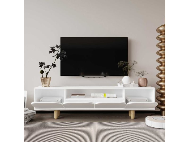  Meuble tv en aggloméré lazio blanc  - Conforama D