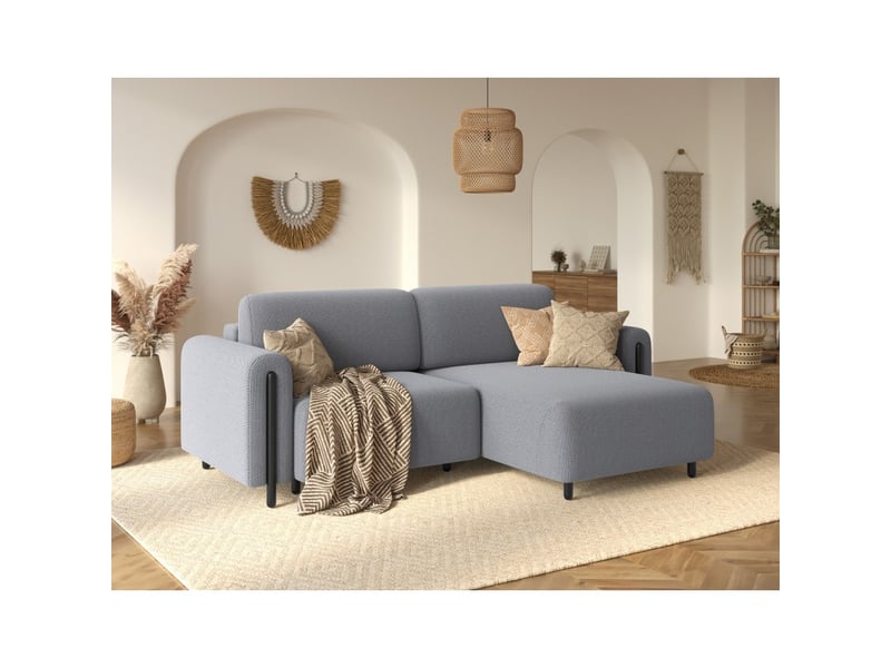 Canapé d'angle convertible arvessa gris clair nid d'abeille – angle droit - Conforama B