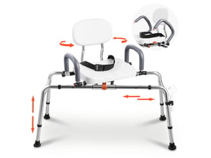 Vevor chaise de baignoire coulissante siège pivotant 180 kg accoudoirs dossier