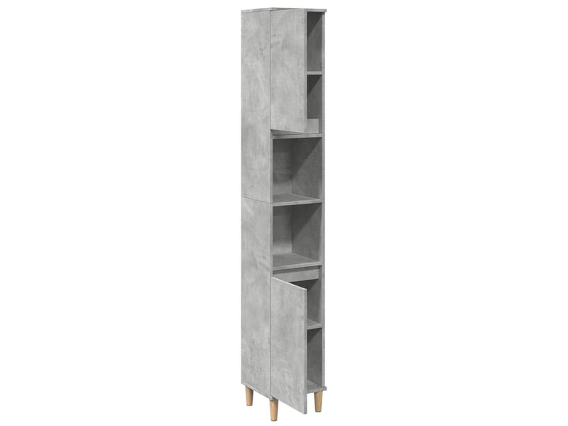  Armoire de salle de bain, meuble de rangement gris béton 30x30x190 cm shl9960  - Conforama E