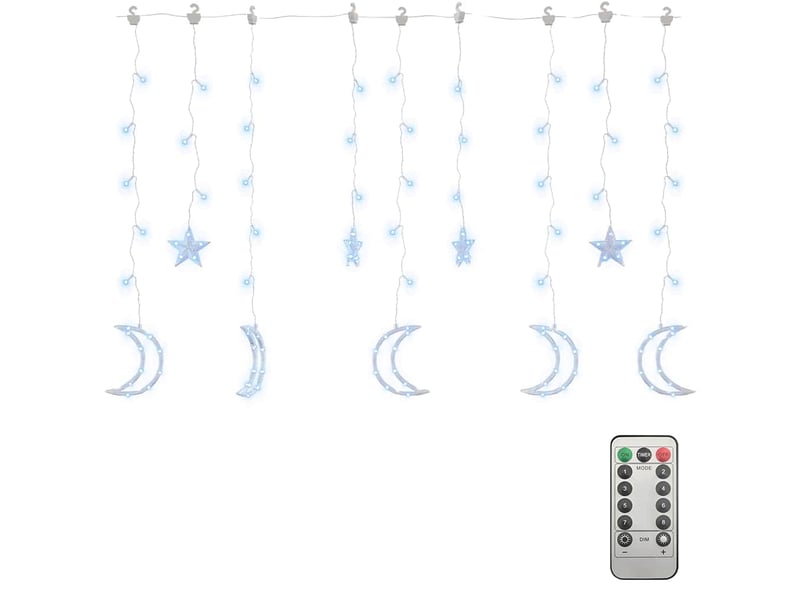  Guirlande lumineuse, éclairage de noël étoile et lune avec télécommande 138 led cf62442  - Conforama C