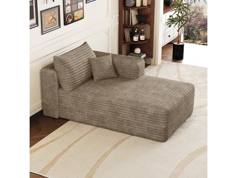  Canapé lit camel méridienne droite convertible 2 places tissu 151cm pour petit salon  - Conforama E