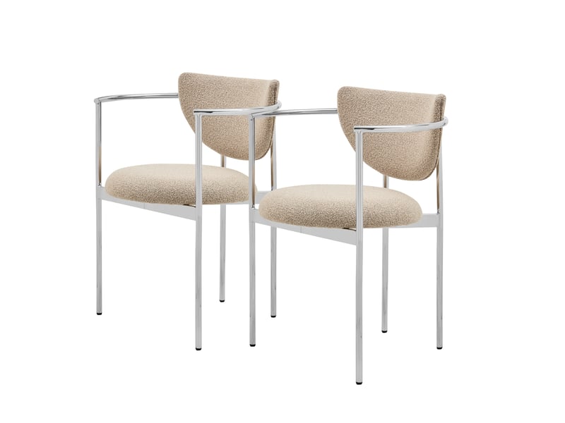  Lot de 2 chaises de salle à manger,78x60x56 cm,avec accoudoirs,tissu,kaki clair  - Conforama A