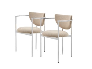 Lot de 2 chaises de salle à manger,78x60x56 cm,avec accoudoirs,tissu,kaki clair