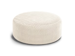 Pouf géant 6ft rond blanc en velours côtelé, 143 x 143 x 55 cm