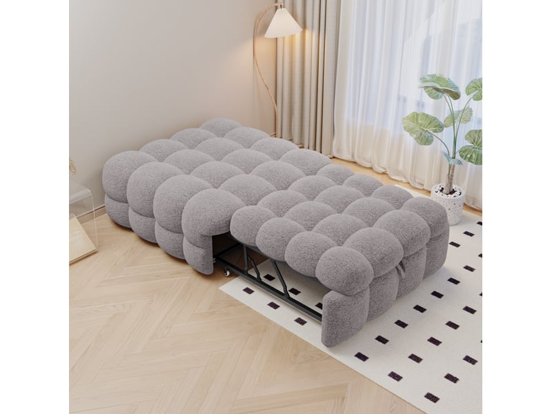 Canapé-lit tcqpz 183 x 76 x 42 cm 2 en 1 gris en teddy - Conforama B