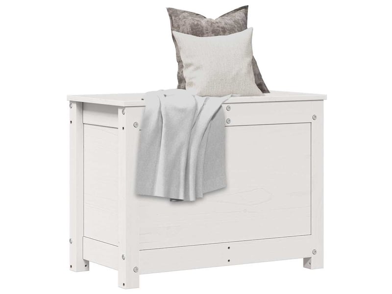  Boîte de rangement, coffre de rangement blanc 60x32x45,5 cm bois massif de pin  - Conforama B