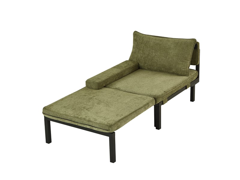  Fauteuil-lit pliant avec port usb type-c, velours vert  - Conforama A