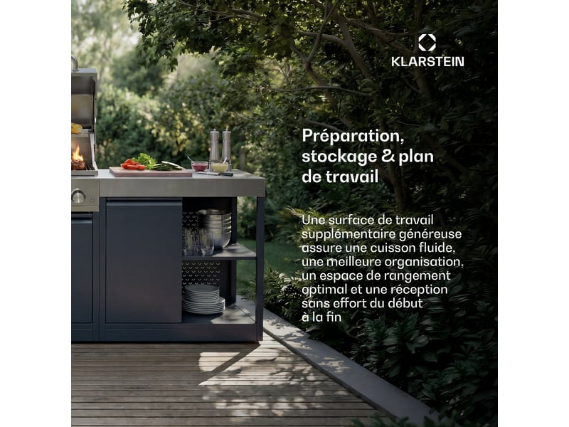  Klarstein waldchef placard de rangement plan de travail en acier inox résistant 90 x 90 cm gris  - Conforama B
