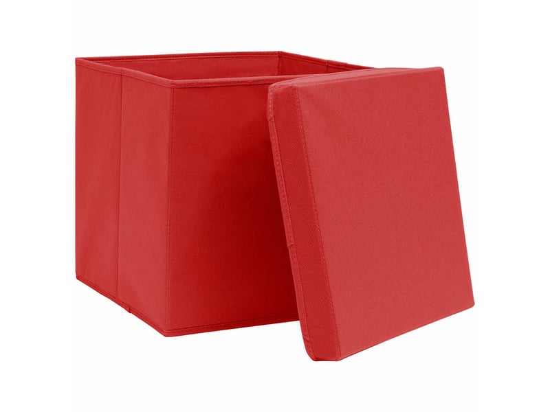  Boîtes de rangement et couvercles 4 pcs rouge 32x32x32 cm tissu  - Conforama C