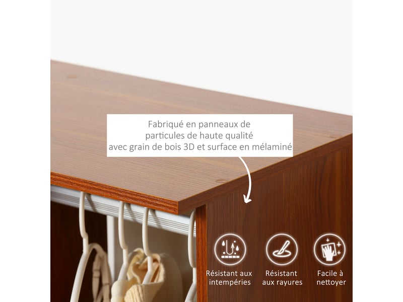  Armoire penderie armoire de rangement mobile panneaux de particules noyer coloris  - Conforama R