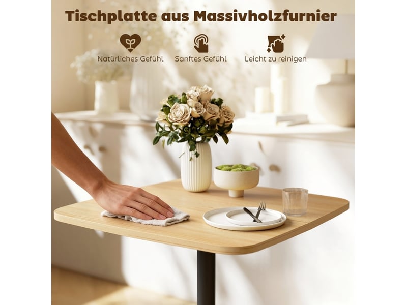  Table de salle à manger carrée 60 cm en mdf bois clair et noir, pour 2 personnes, idéale pour petits espaces  - Conforama D