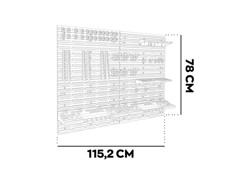 Peg medium - 4 panneaux perforés porte-outils d'atelier 68 pièces support de rangement mural en métal noir  - Conforama C